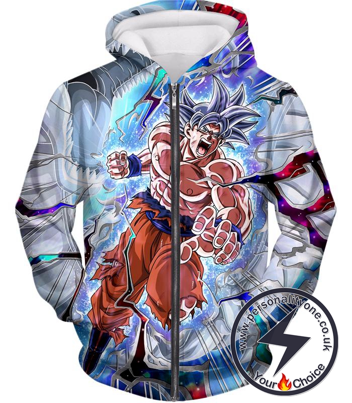 Dragon Ball Super Incredible Hero Super Saiyan White Goku Amazing Action Zip Up Hoodie